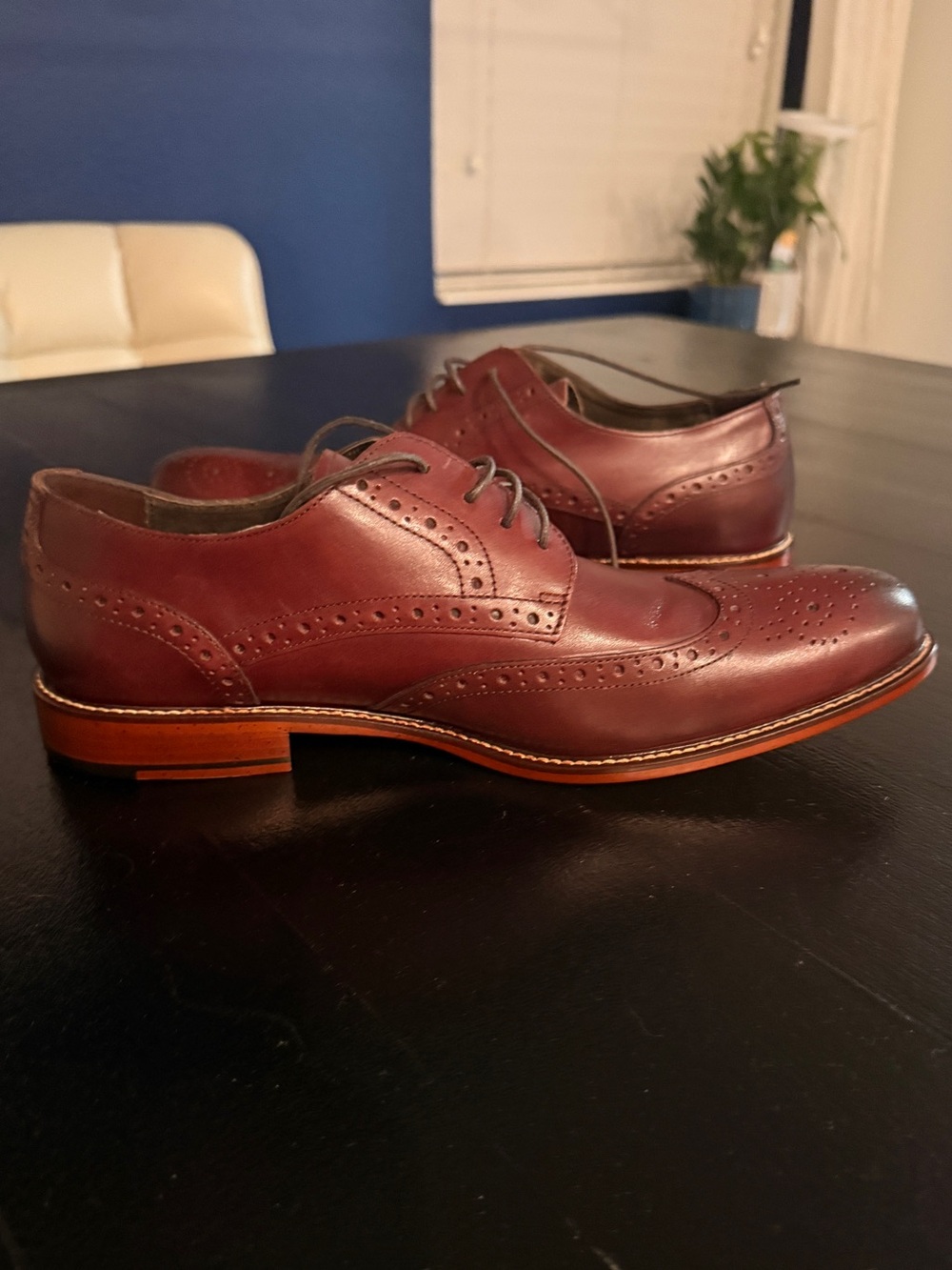 Joseph Abboud Burgundy Wingtip Brogue Leather Oxfords